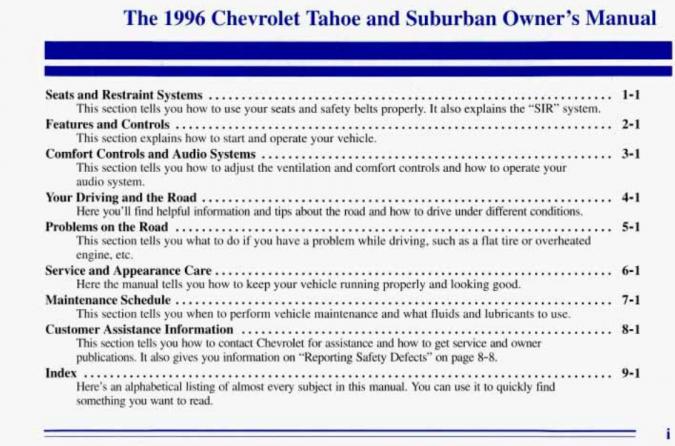 1996 Chevrolet Tahoe Owner's Manual