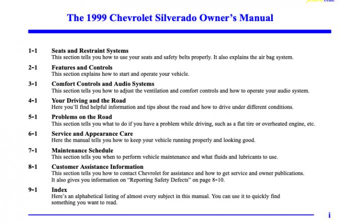 1999 Chevrolet Silverado Owner's Manual