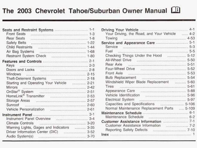 2003 Chevrolet Tahoe Owner's Manual
