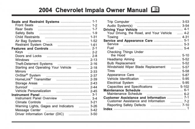 2004 Chevrolet Impala Owner's Manual