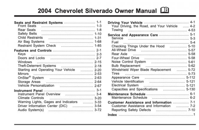 2004 Chevrolet Silverado Owner's Manual