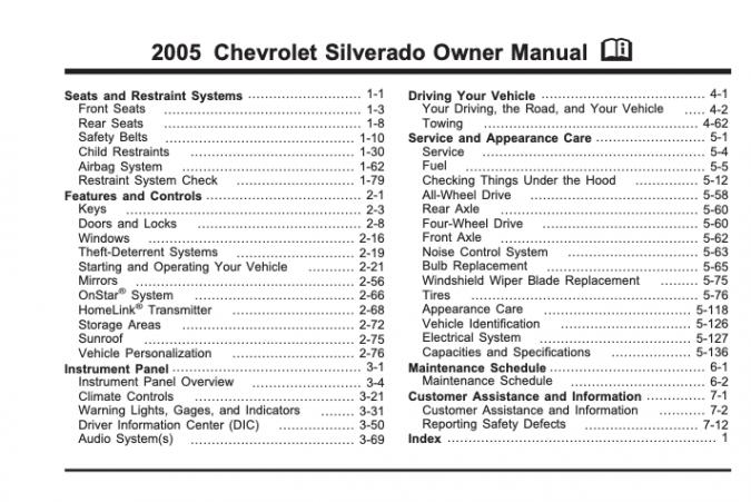 2005 Chevrolet Silverado Owner's Manual