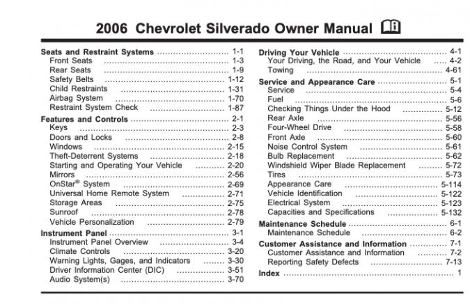 2006 Chevrolet Silverado Owner's Manual