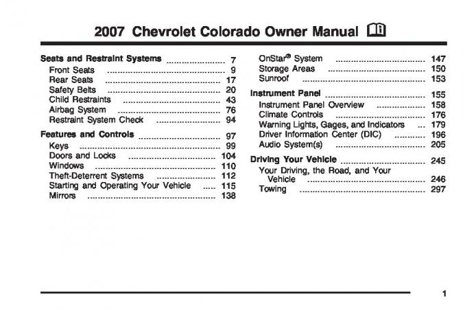 2007 Chevrolet Colorado Owner's Manual