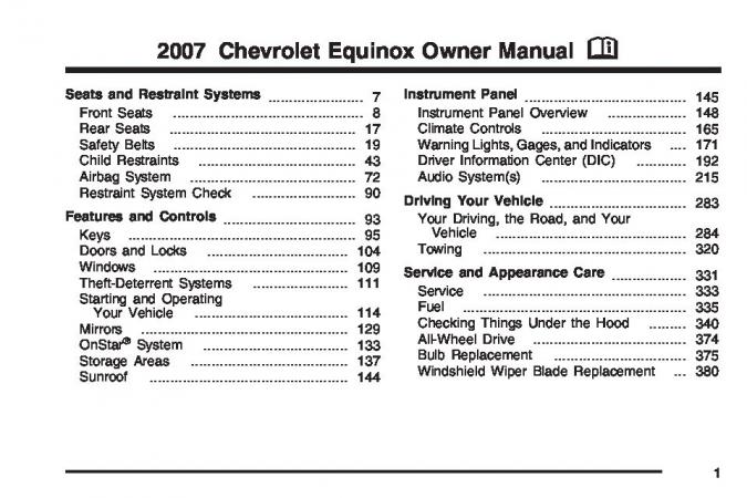 2007 Chevrolet Equinox Owner's Manual