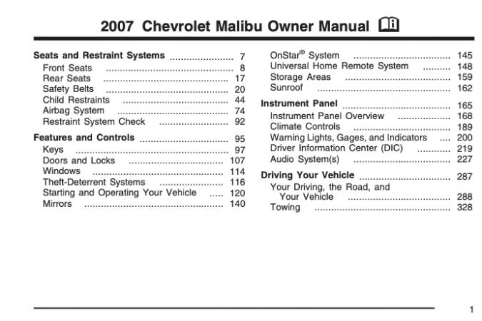 2007 Chevrolet Malibu Owner's Manual