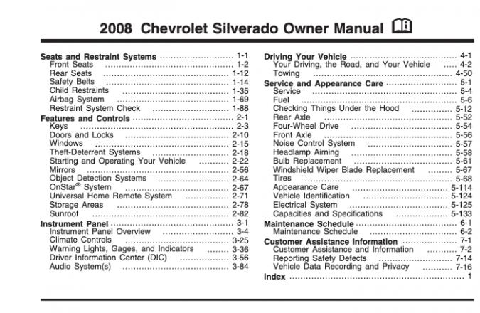 2008 Chevrolet Silverado Owner's Manual
