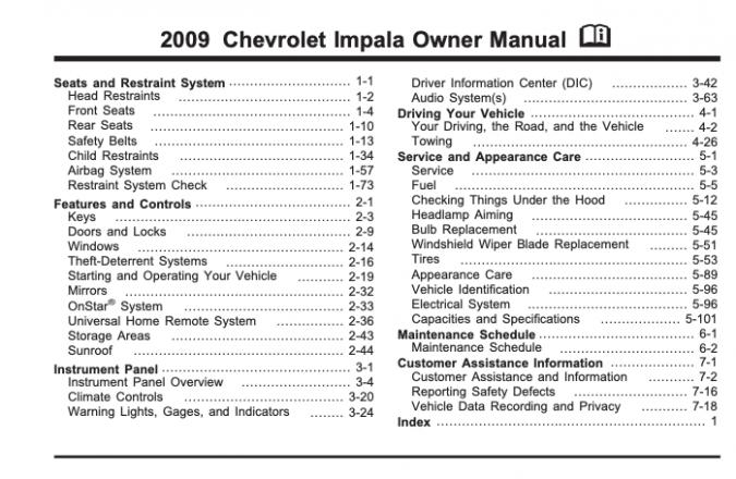2009 Chevrolet Impala Owner's Manual