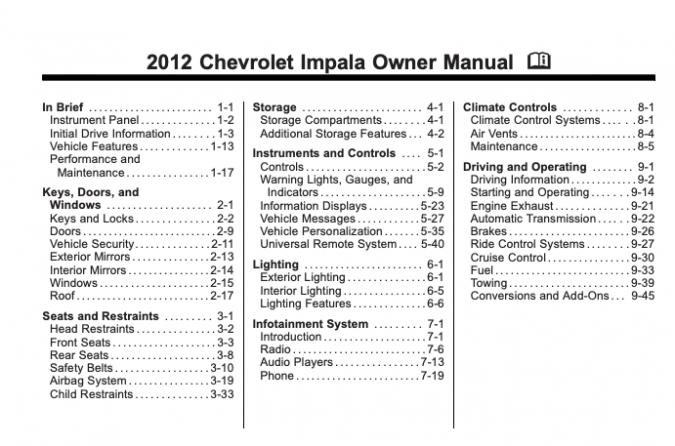 2012 Chevrolet Impala Owner's Manual