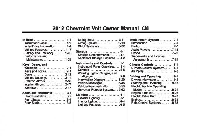 2012 Chevrolet Volt Owner's Manual
