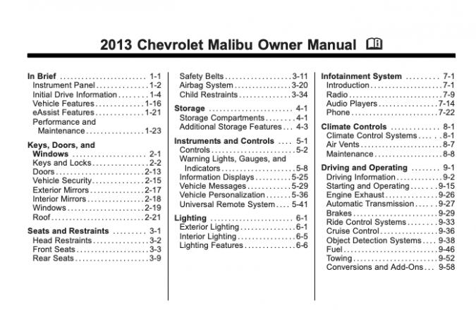 2013 Chevrolet Malibu Owner's Manual