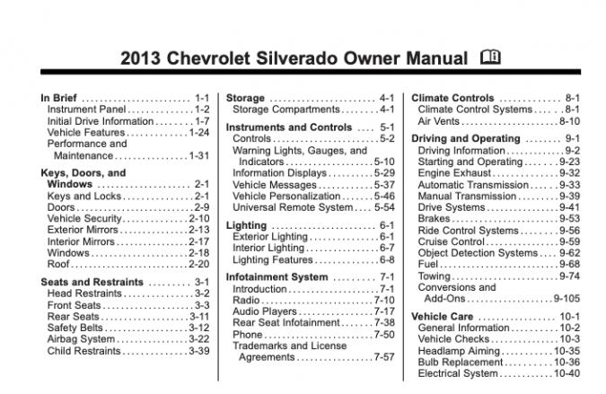 2013 Chevrolet Silverado 1500 Owner's Manual