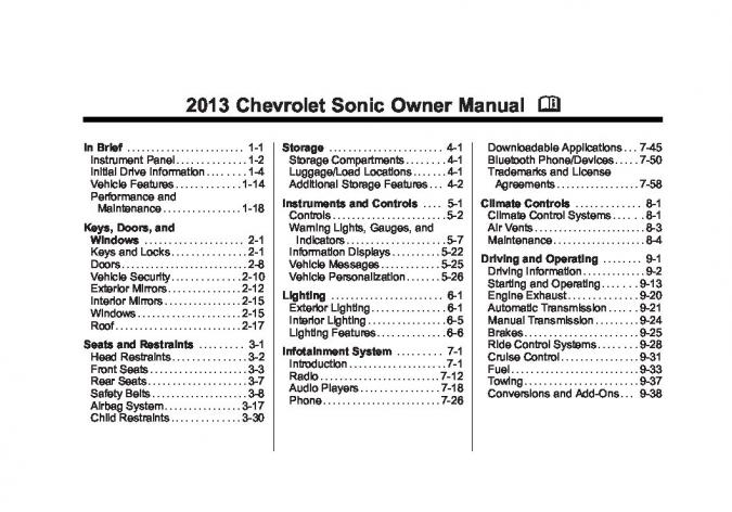 2013 Chevrolet Sonic Owner's Manual