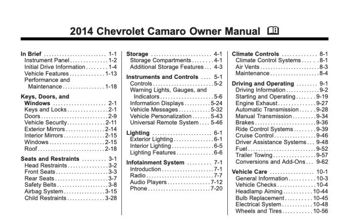 2014 Chevrolet Camaro Owner's Manual