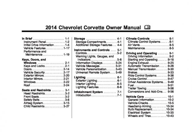 2014 Chevrolet Corvette Owner's Manual
