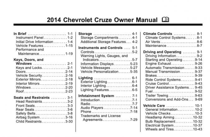 2014 Chevrolet Cruze Owner's Manual