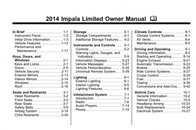 2014 Chevrolet Impala Owner's Manual