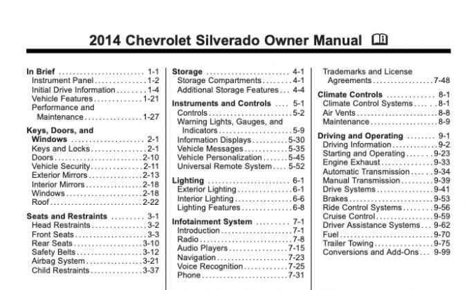 2014 Chevrolet Silverado 1500 Owner's Manual