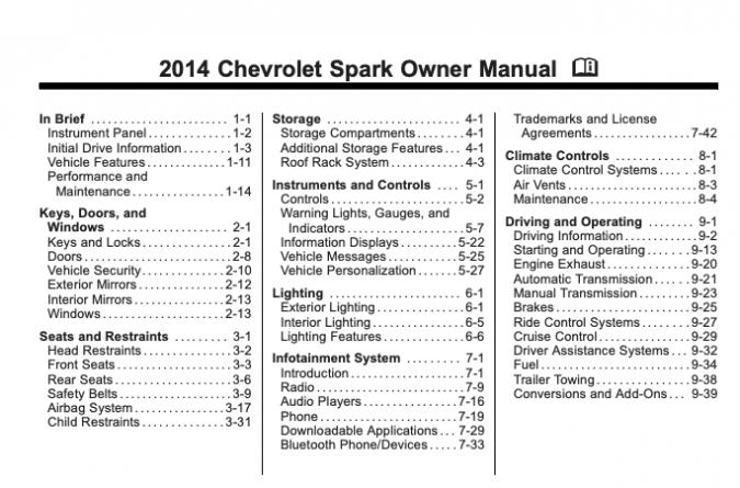 2014 Chevrolet Spark Owner's Manual