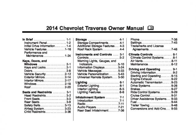 2014 Chevrolet Traverse Owner's Manual