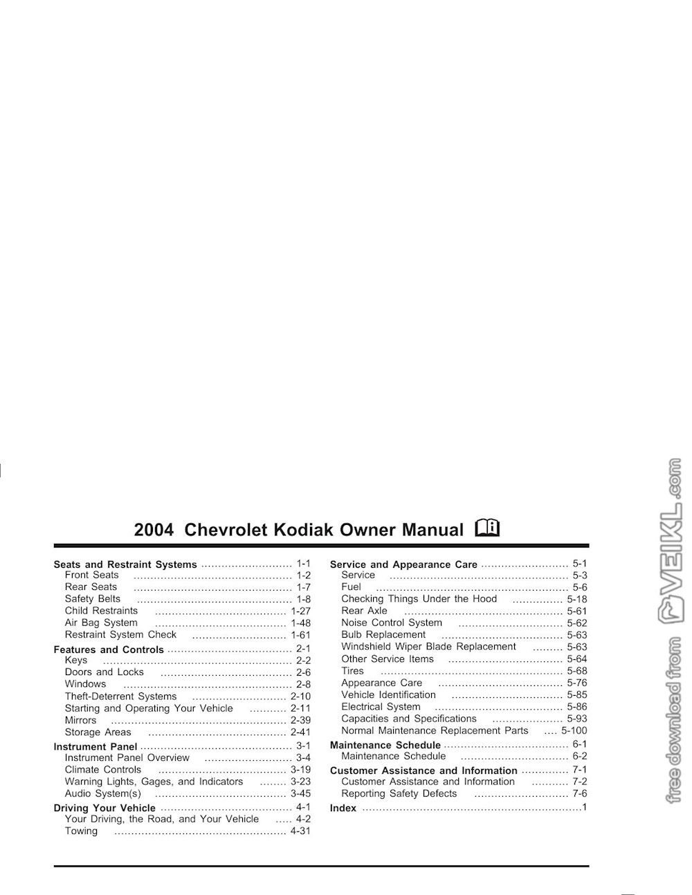 2004 Chevrolet Kodiak Owner's Manual
