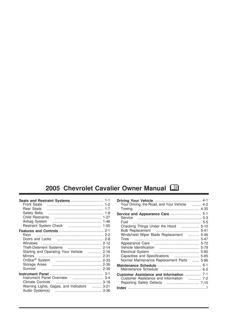 2005 Chevrolet Cavalier Owner's Manual
