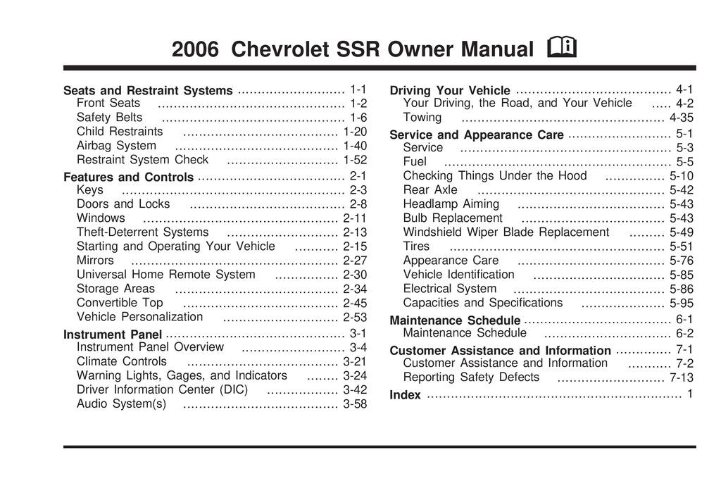 2006 Chevrolet Ssr Owner's Manual