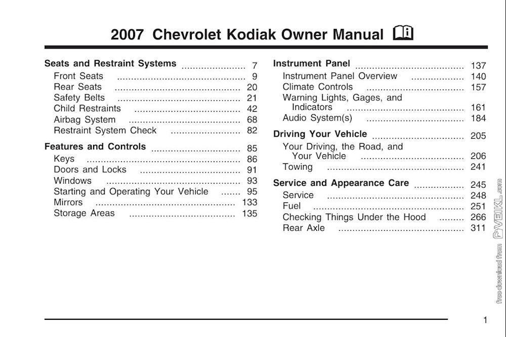 2007 Chevrolet Kodiak Owner's Manual