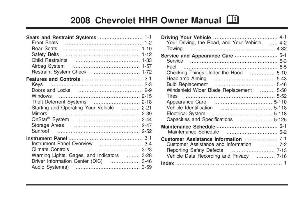 2008 Chevrolet Hhr Owner's Manual