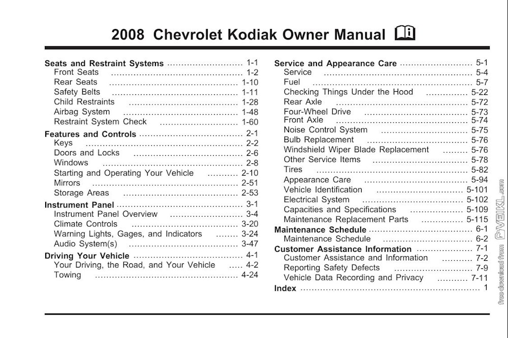 2008 Chevrolet Kodiak Owner's Manual