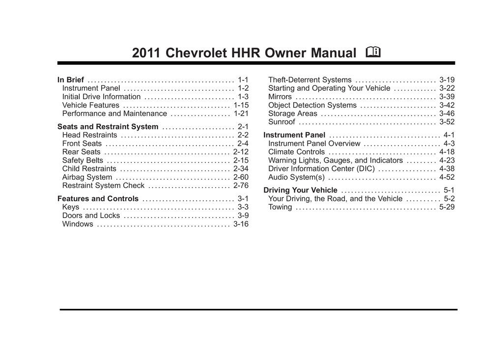 2011 Chevrolet Hhr Owner's Manual