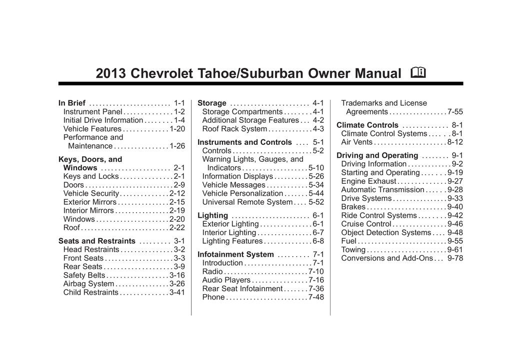 2013 Chevrolet Suburban Owner's Manual